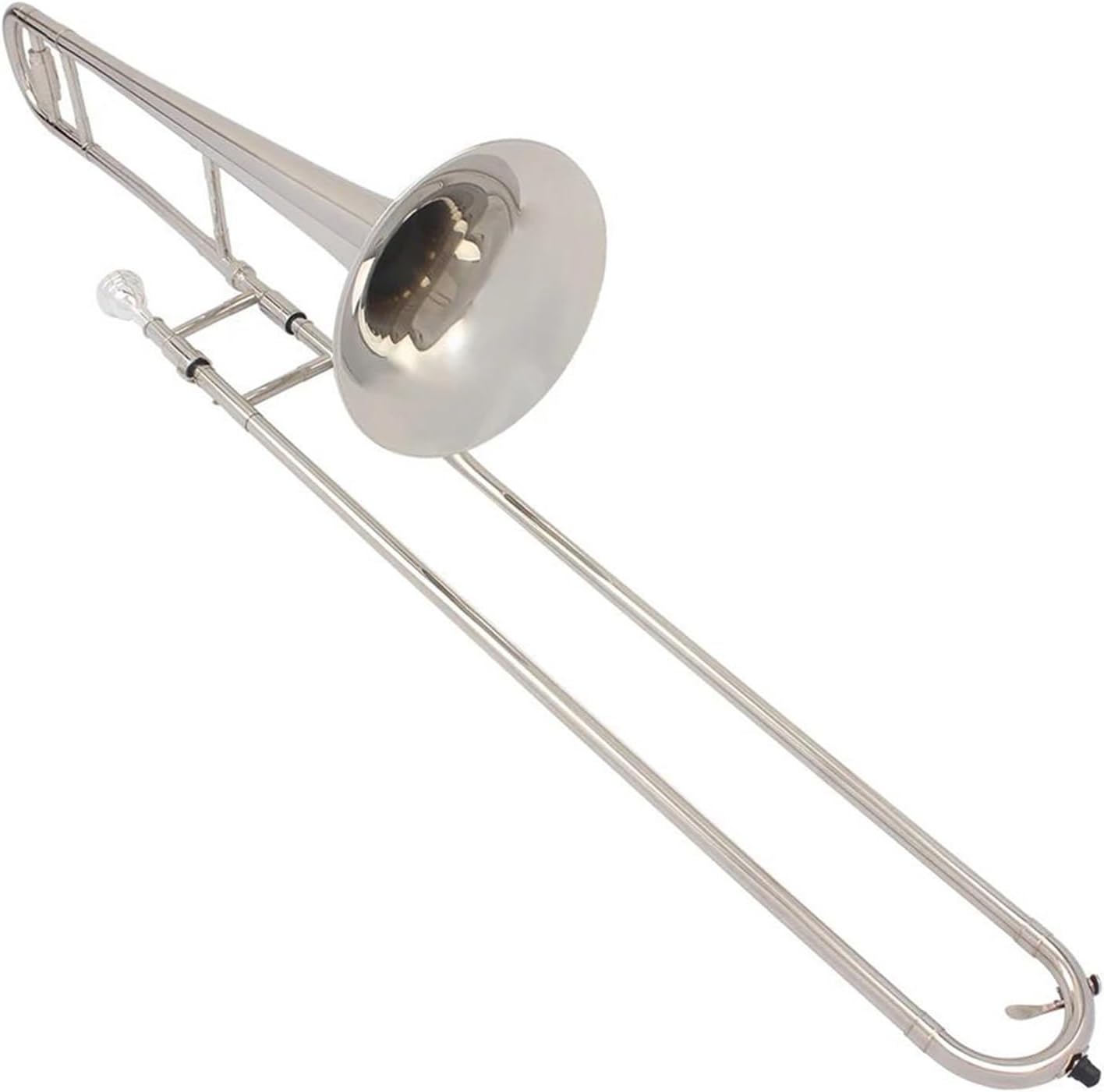 Professionals euphonium Bb Lacquer Silver Trombone Brass Body Alto Trombone Set With Mouthpiece Storage Bag Mute Rod Accessories(Silver trombone set)