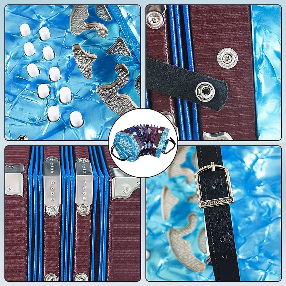 20-Button Concertina Accordion, Solid Wood Concertina With Carrying Bag And Adjustable Hand Strap, For Kids Adults Beginner Daily Practice Stage Performance