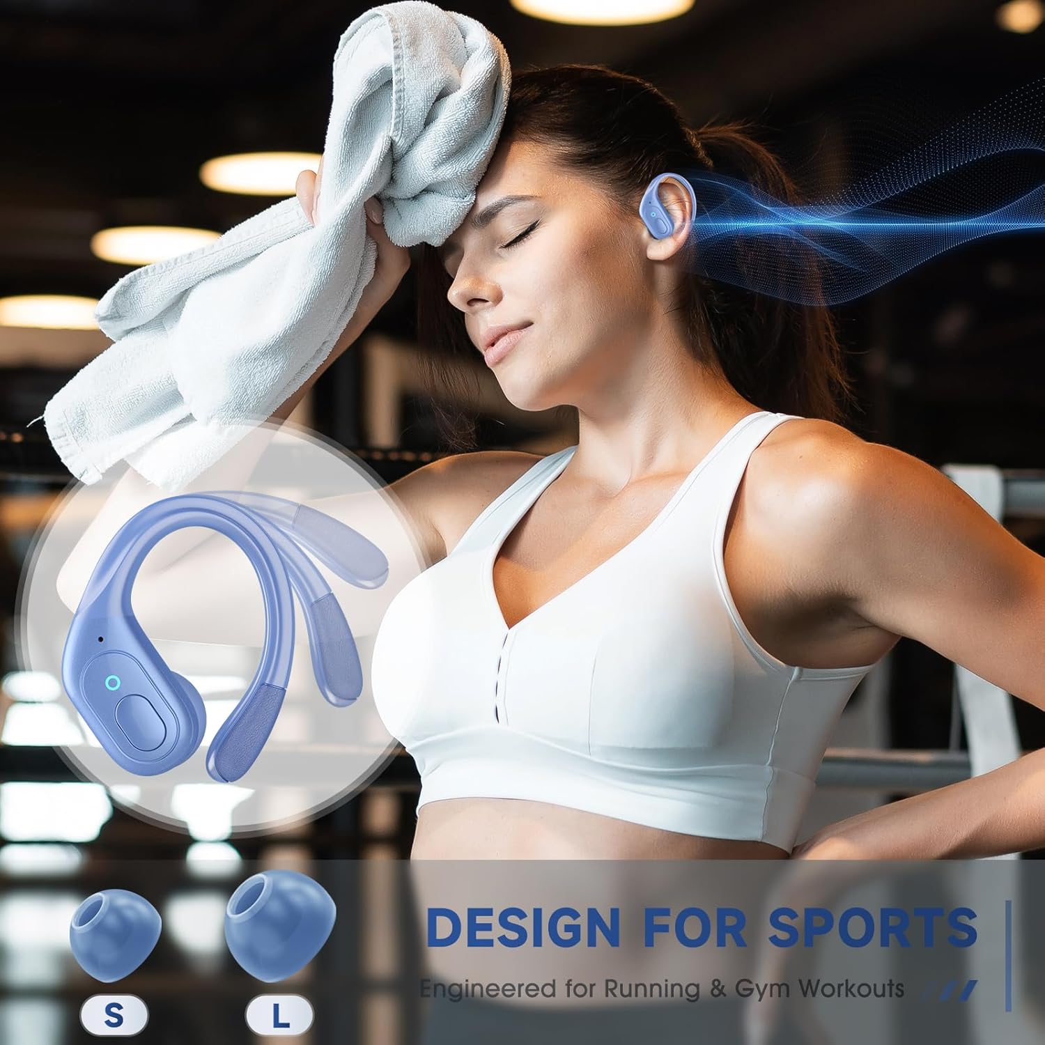 Wireless Earbuds Bluetooth 5.4 Headphones, Noise Canceling Ear Buds with 75hr Playtime, LED Power Display, IPX7 Waterproof Earphones Over-Ear Earphones for Sports/Workouts