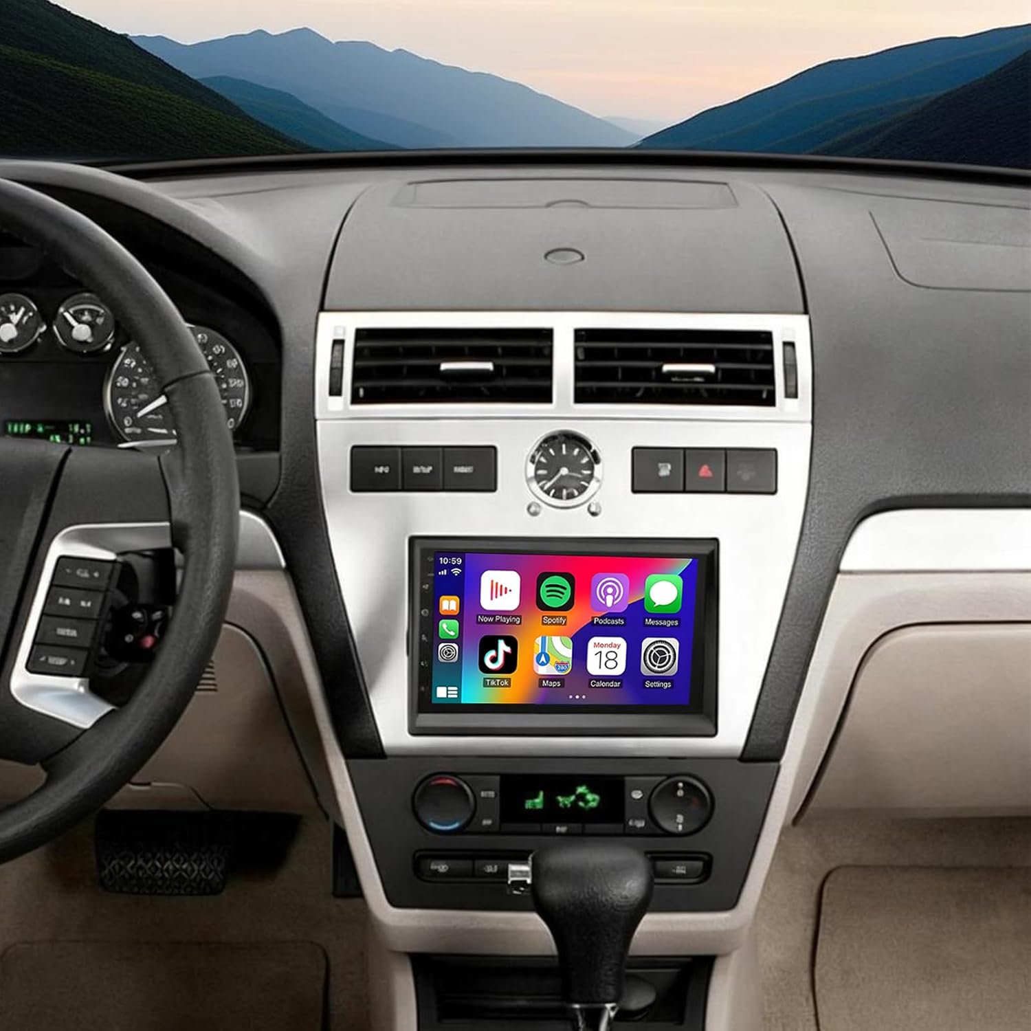 7Inch Double Din Car Stereo Radio for Mercury Milan 2006 2007 2008 2009-4G+64G Car Audio Receiver with Carplay/Android Auto,Built-in GPS Bluetooth WiFi FM RDS DSP SWC + Backup Camera