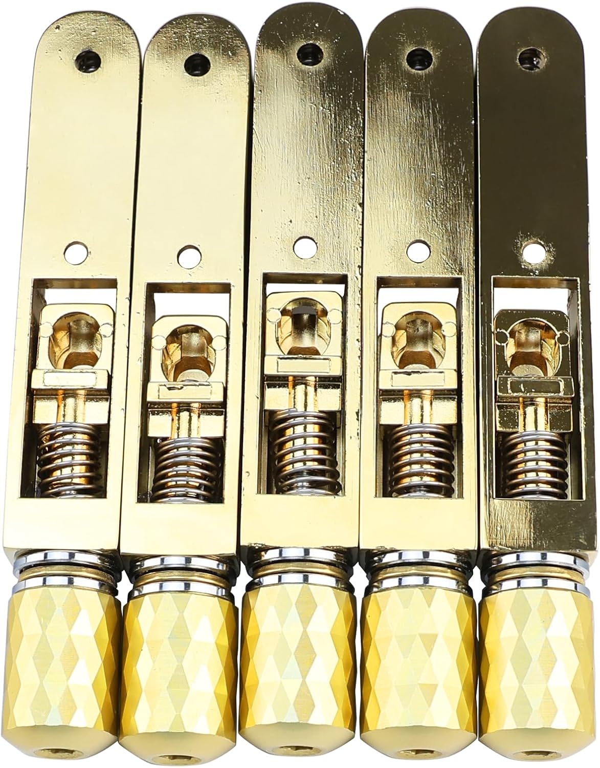 Pack of 5 Individual Single Tubular Fixed Bridge 5 String Electric Bass Bridge for Headless 5-string Bass Replacement Parts Gold