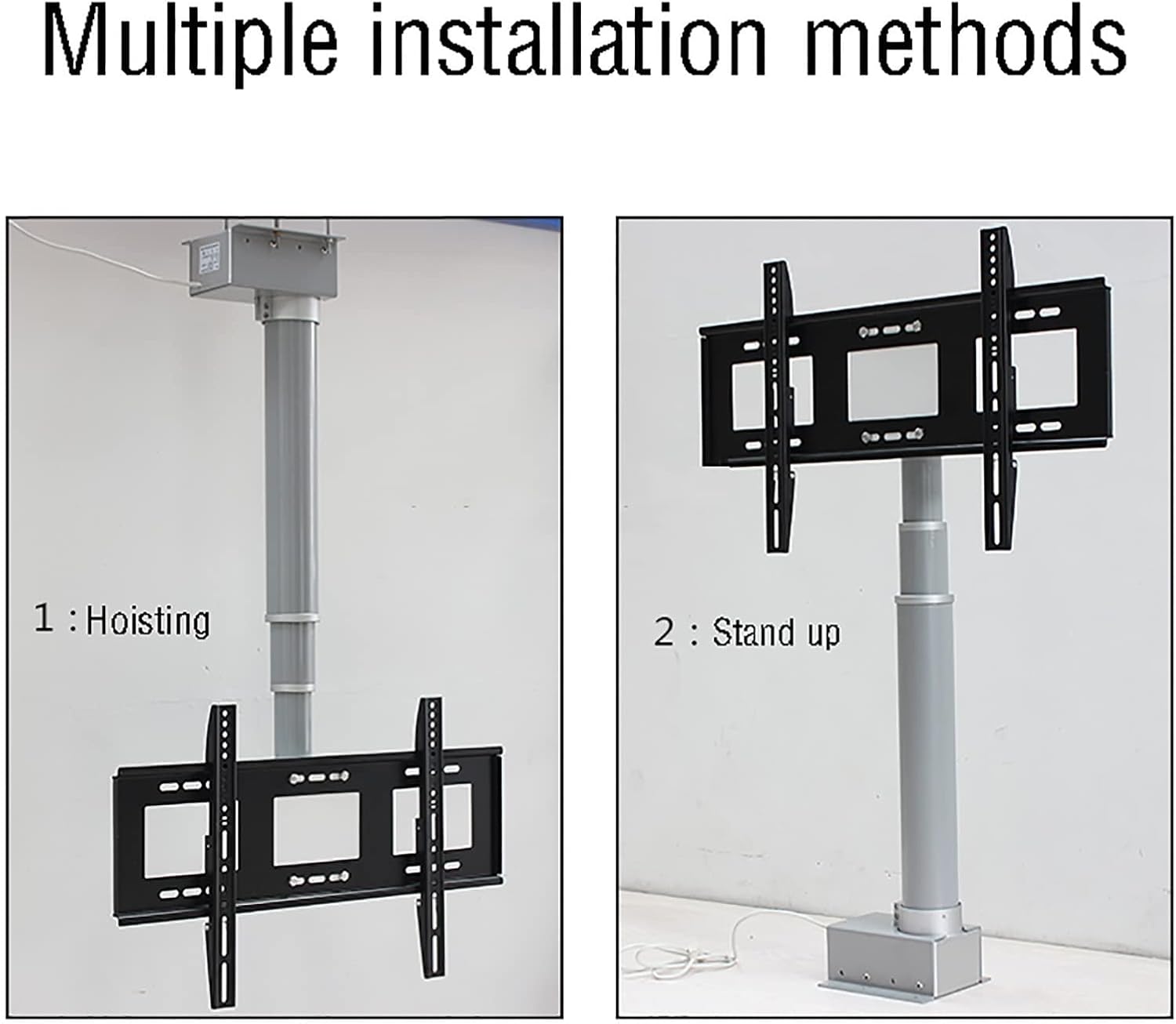 Monitor Mount,tv Wall Mount, Motorized Ceiling TV Mount, Height Adjustable TV Stand and Wall Mount, with Remote Control, 2 Installation Methods, Fits 26-70 Inch(One Colo