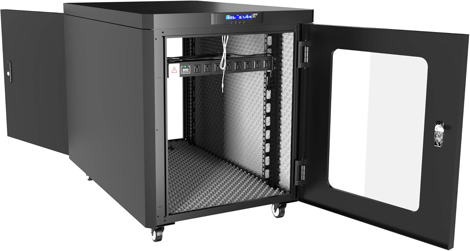 Sysracks Soundproof Server Cabinet – Noise-Reducing Rack Enclosure – Multiple Sizes (12U)