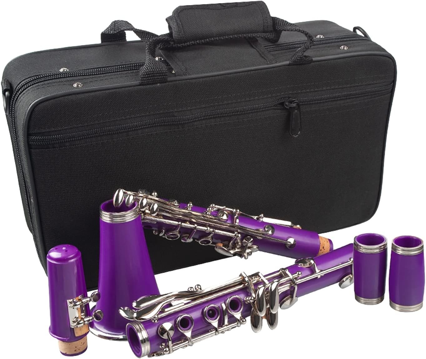 Standard Clarinet Purple Abs Clarinet Bb Cupronickel Nickel Plated 17 Keys with Cleaning Cloth Gloves Woodwind Instrument Beginner Clarinet