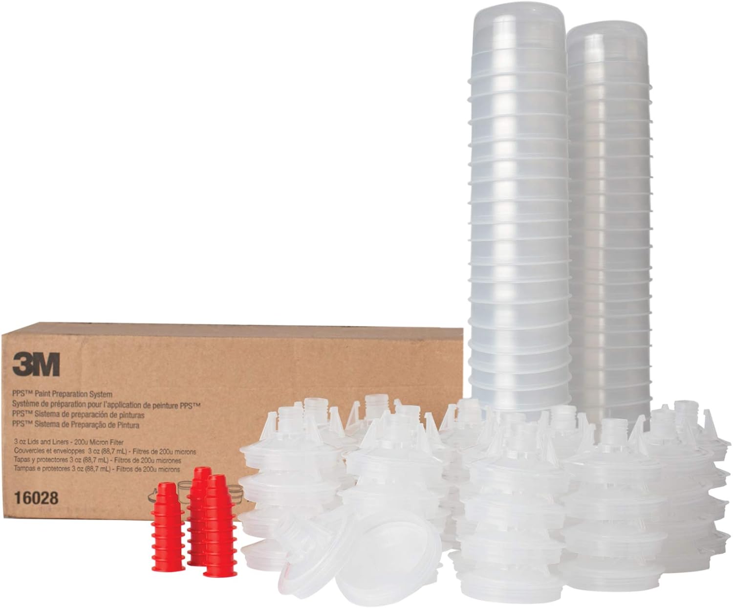 3M PPS (Original Series) Paint Spray Gun Cup Lids and Liners Kit, 16028, Micro, 3 oz, 200-micron Filter, Use w/ Paint Gun for Cars, Furniture, Home, 50 Disposable Lids and Liners, 20 Plugs, 120 Piece