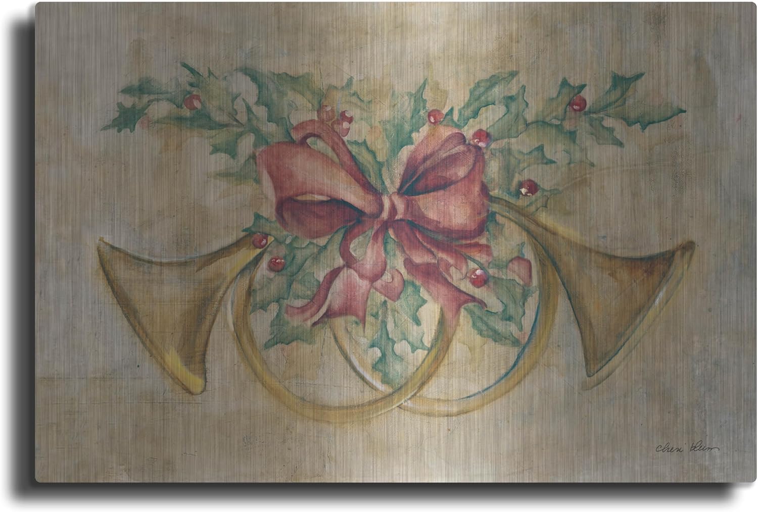 'Holiday French Horns' by Cheri Blum Metal Wall Art, 36