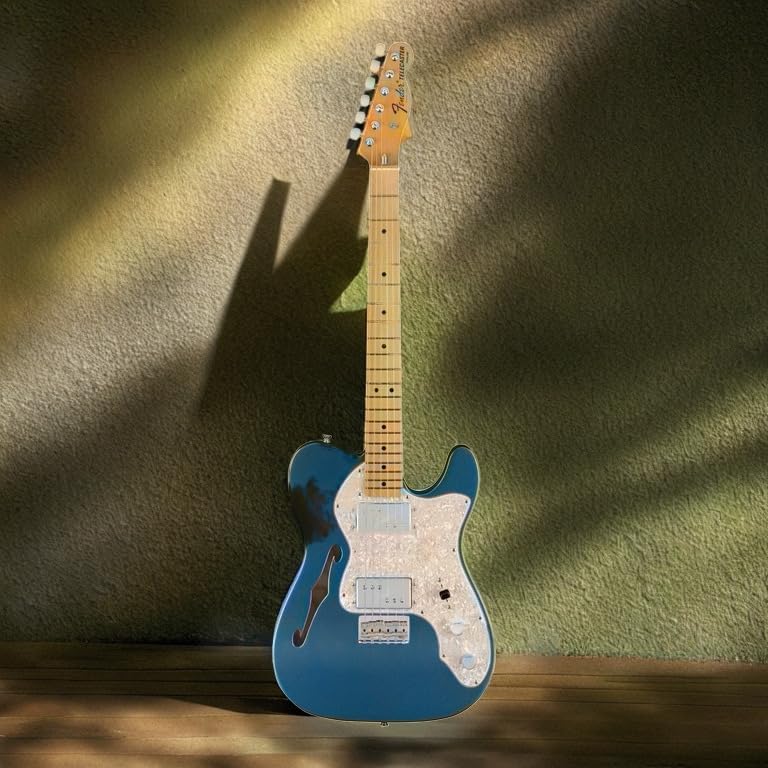Fender American Vintage II 1972 Thinline Telecaster Electric Guitar, Lake Placid Blue, Maple Fingerboard