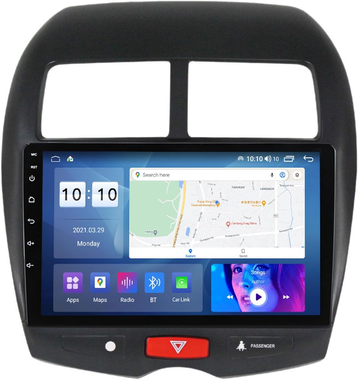 Android 12 10'' Touch Screen Car Stereo with Reversing Camera for Mitsubishi ASX 2010-2016 Support Bluetooth/GPS Navigation/Car Play/Android Auto/Split Screen/FM Radio