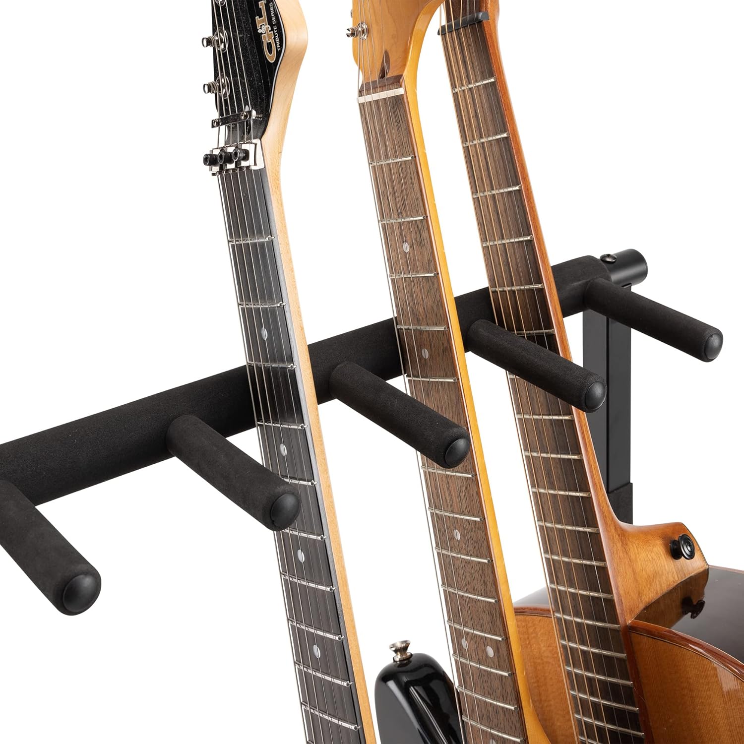 On-Stage GS7561 Five-Space Foldable Multi-Guitar Rack (Storage and Display for 5 Acoustic, Electric, and Bass Guitars, Multiple-Instrument Stand, Padded, Folding, Portable, Rubber Feet, Black)