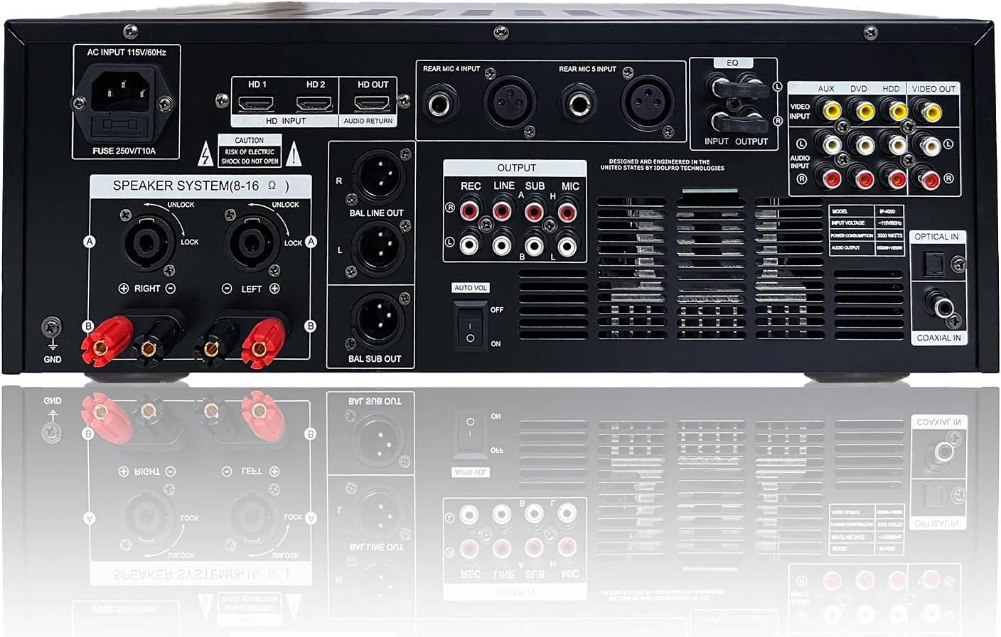 IDOLpro 3000Watts IP-4000 Mixing Amplifier & IPS-680 Speaker Plus Wireless Mic Karaoke System- Free Speaker Cables & Speaker Stands & Mic Windscreens