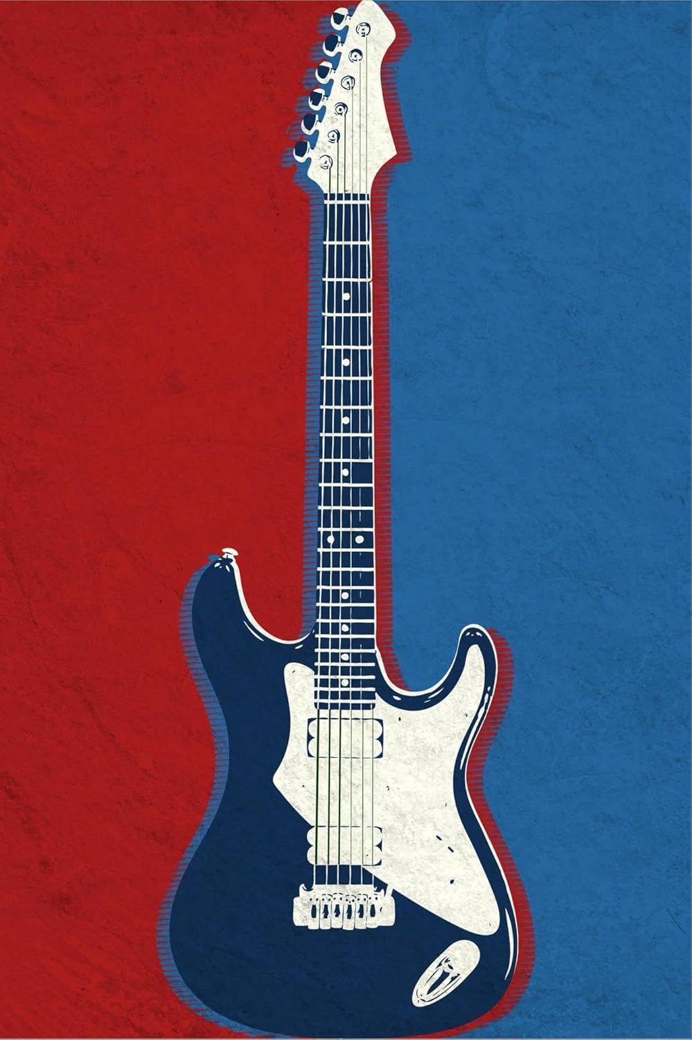 AllPosters Stretched Canvas Print Electric Guitar Red White and Blue Music, 24x36