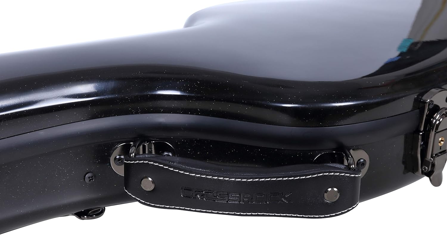 Crossrock Fiberglass Case fits for Precision Bass Style Guitars with removable shoulder straps-Black(CRF2021BBK)