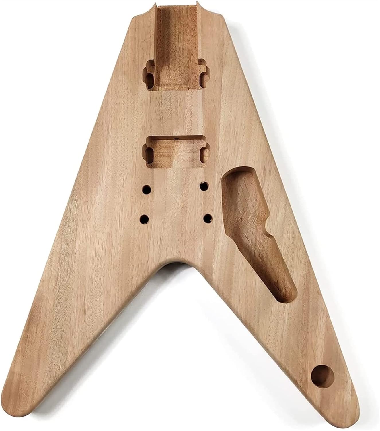FLFL DIY 6 Strings Solid Mahogany Flying V Style Electric Guitar Body Builder Kit Unfinished Guitar Kit, Multicolor