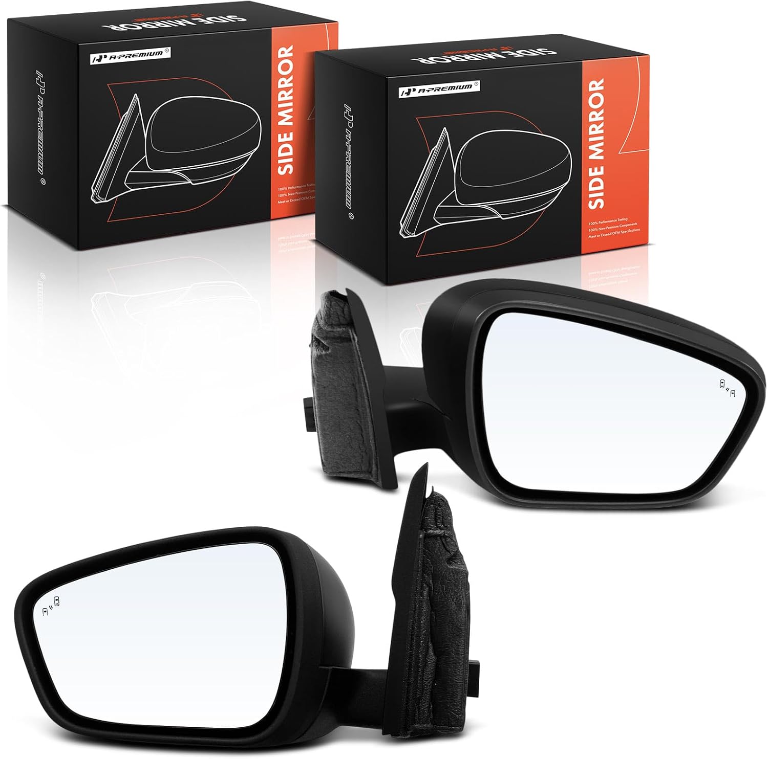 A-Premium Pair (2) Driver and Passenger Side Power Door Mirror - Compatible with Ford Escape 2020-2021 - Non-Heated Manual Folding Black Outside Rear View Mirror with Blind Spot Detection