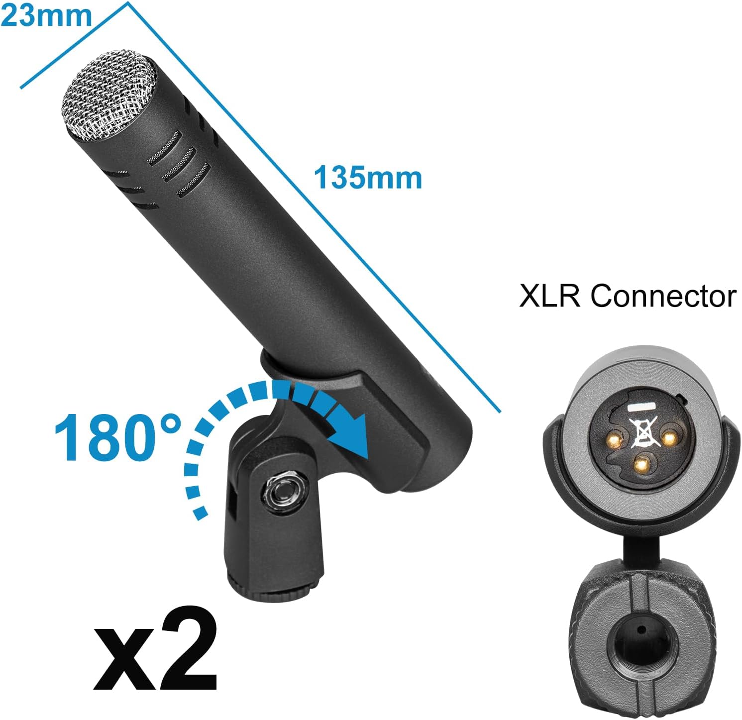 Depusheng 5-Piece Drum Microphone Set with 3 Dynamic Percussion Microphones and 2 Condenser Percussion Microphones, Ideal for Instrument Recording and Music Production