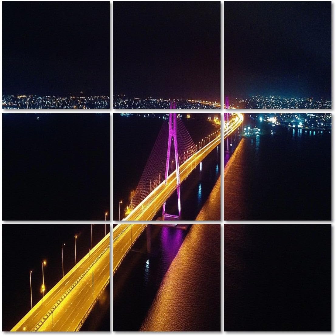 Art Acoustic Panels Self Adhesive Bridge lake maracaibo 9 Packs Decorative Soundproof Wall Panels Large Sound Absorbing Panels for Home Office 60