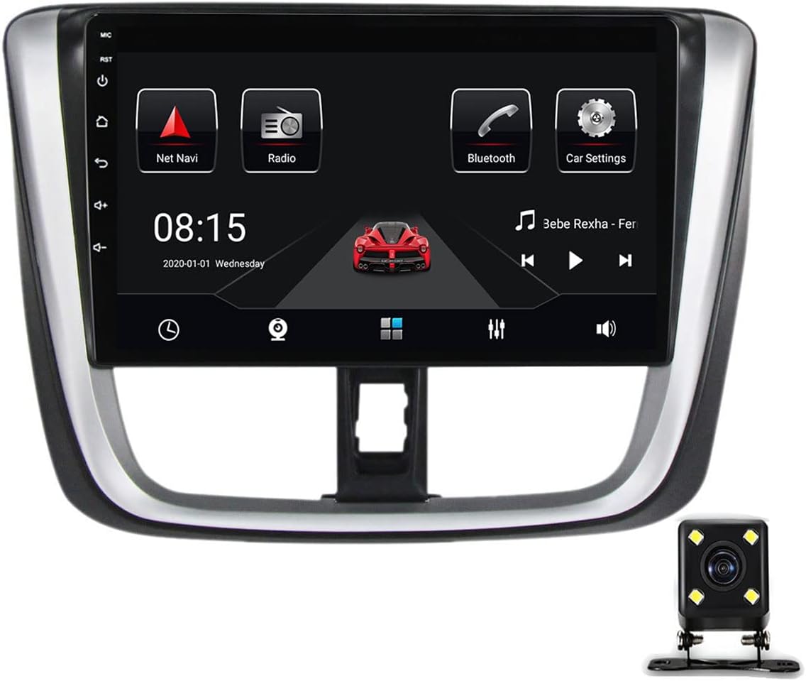 Double Din Car Stereo with Bluetooth, 9 Inch Car Multimedia Receiver for Toyota Vios Yaris L 2016-2019 Car Audio MP5 Player with Backup Camera/USB/FM Car Radio/SWC,6g+128g