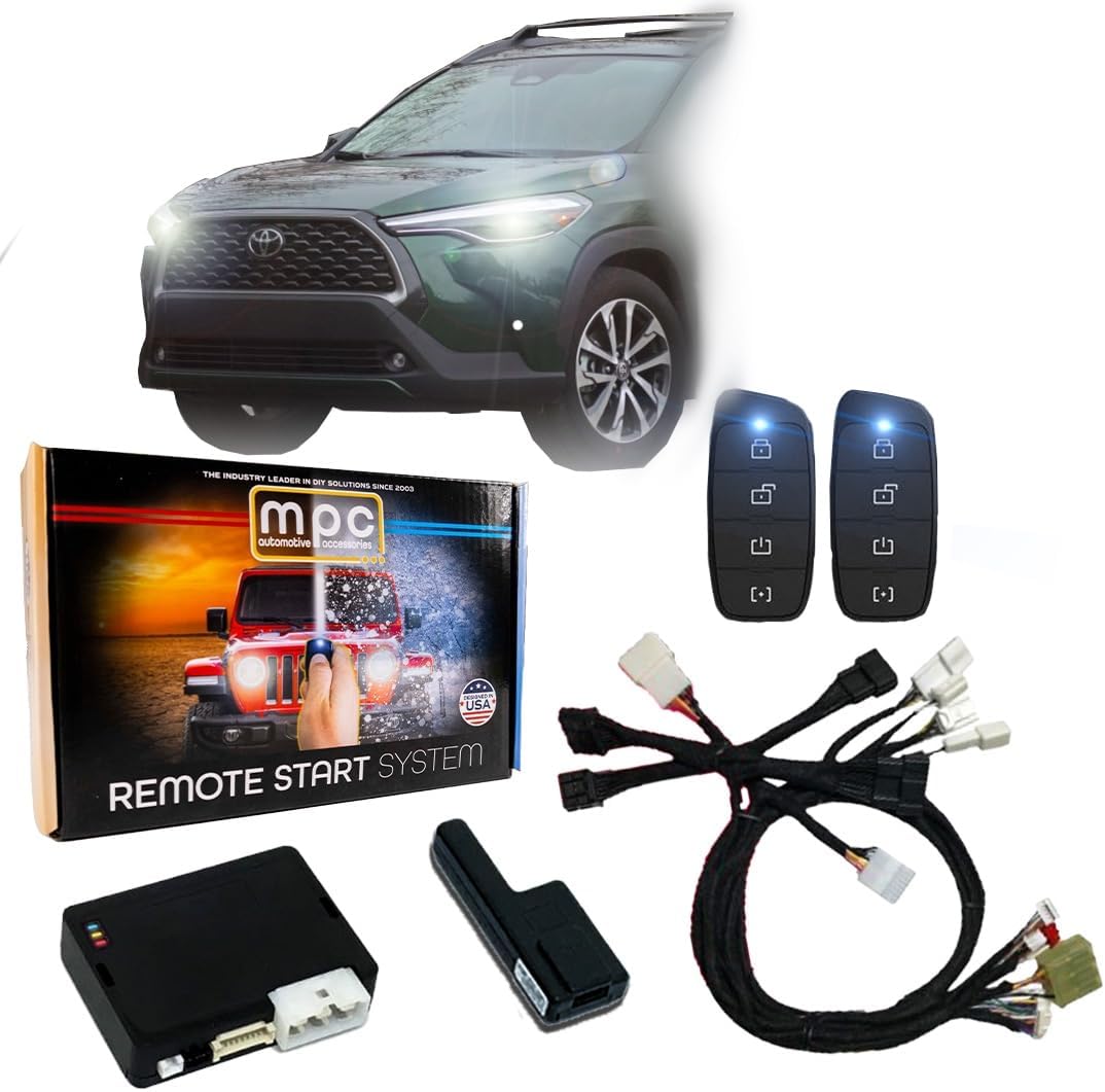 MPC Remote Starter Compatible with 2022-2025 Toyota Corolla Cross | Plugin T-Harness - (2) Extended Range 4-Button 2-Way Remotes - Up to 3,000 ft - Firmware Preloaded - USA Tech Support