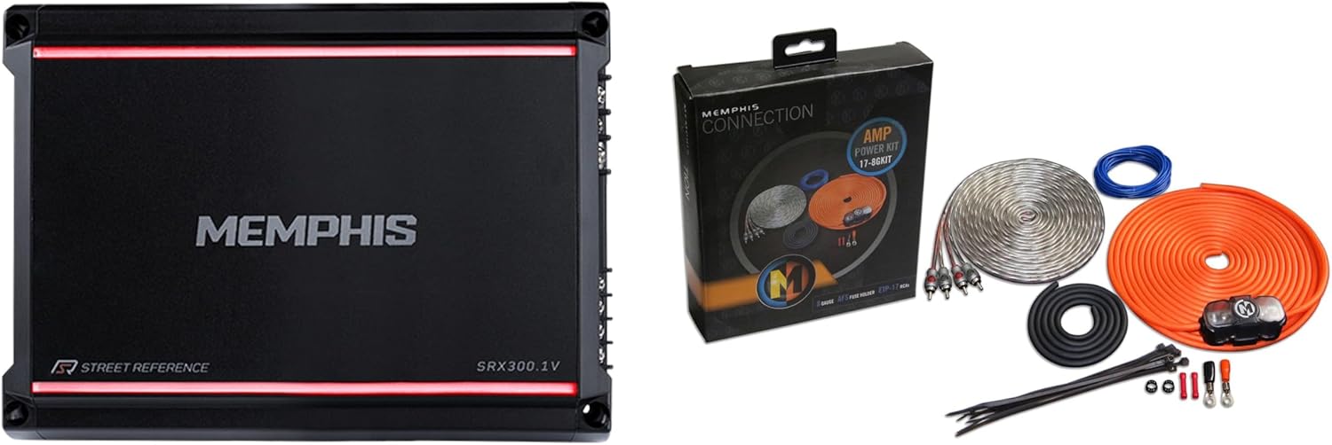 Memphis SRX300.1V Street Reference Series Mono Subwoofer Amplifier and Amp Wiring Kit