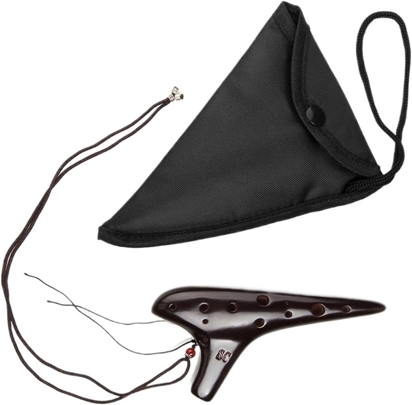 C Key Ocarina 12 Hole Brown Glaze Woodwind Instrument Adult Professional Ocarina Instrument