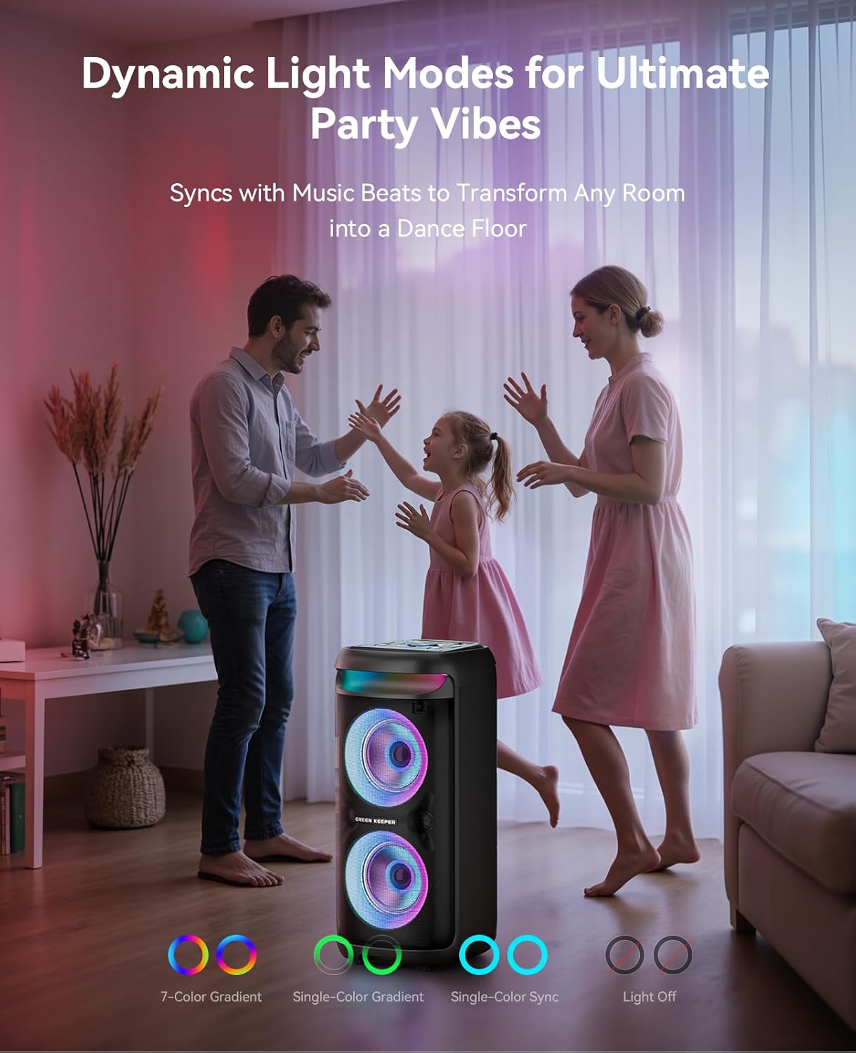 Karaoke Machine with 2 Wireless Microphones for Adults, Portable Bluetooth Party Speaker, 500W Peak Power PA System with LED Disco Lights, 6.5'' Speaker Big Sound, 8000mAh Battery for Indoor & Outdoor