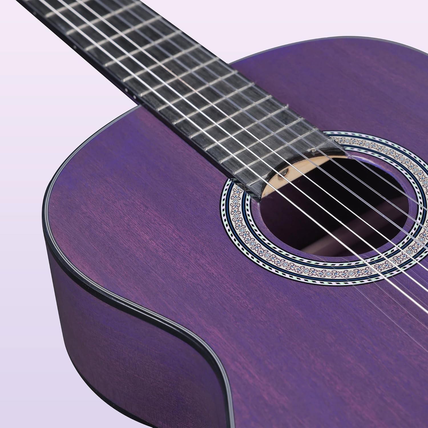 WINZZ 4/4 Classical Guitar, 39 Inch Full Size Nylon String Guitar for Beginner Adults, Full Classic Guitar Kit with Free Lessons, Gig Bag, Footstool, Capo, Tuner, Hanger and Strap (Glossy Purple)