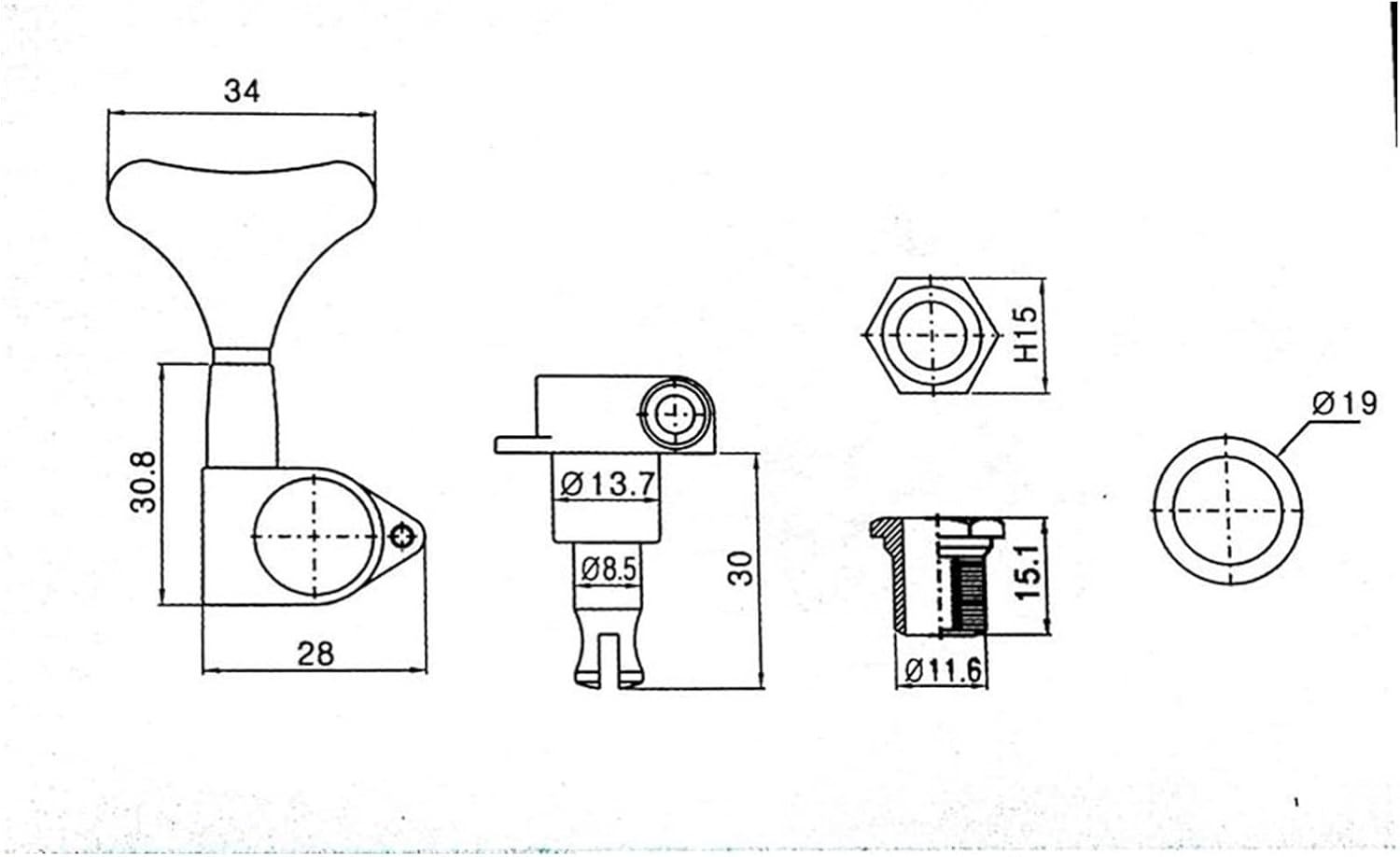 HSHS 2R2L,4R,4L,3R2L Sealed Bass Tuners Machine Heads Gold Tuner Machine Heads Knobs (Color : 3R2L)