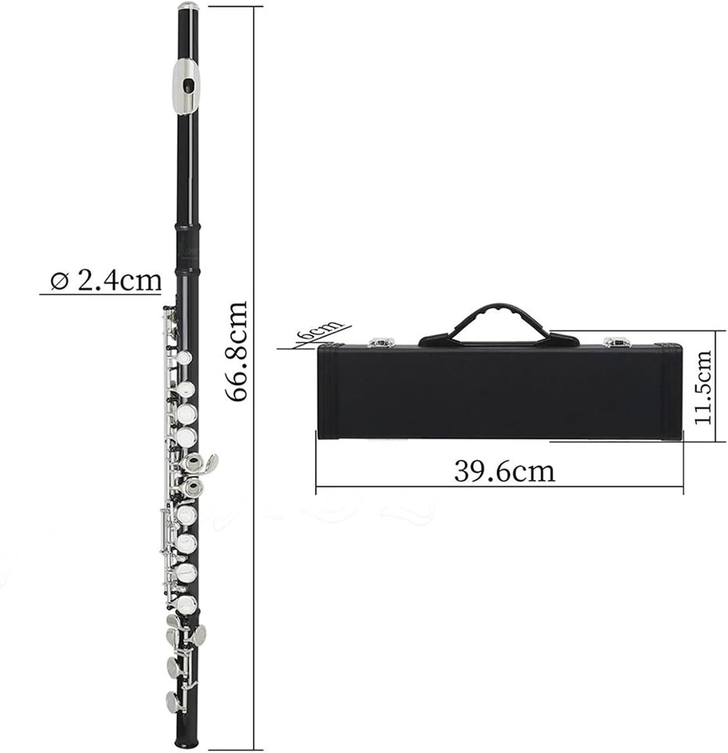 VBDEFRT 16 Hole Flute Woodwind Instrument Black C Key Brass Flute With Leather Box Musical Instrument Accessories