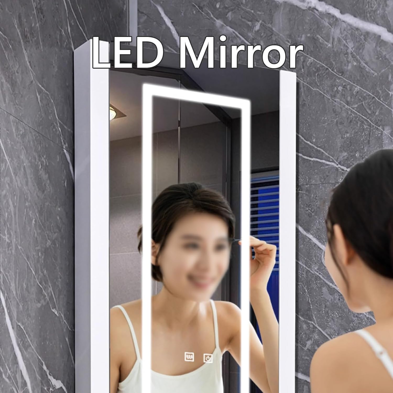 Bathroom Mirror Cabinet with Lights, Bathroom Cabinets with Sink, More Storage Space Countertop RoundBasin, Bathroom Corner Cabinet Wall Mount, for Bathroom(50CM)