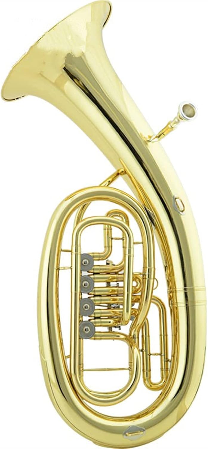 Professional Euphonium B Flat Gold Lacquer Grading Brass Wind Instrument with Mouthpiece and Case Student Euphonium