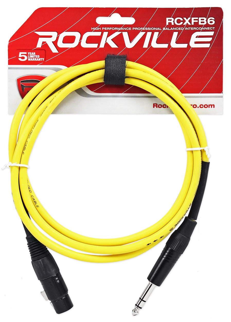 10 Rockville 6' Female Rean XLR to 1/4'' TRS Cables (5 Colors x 2 of Each)