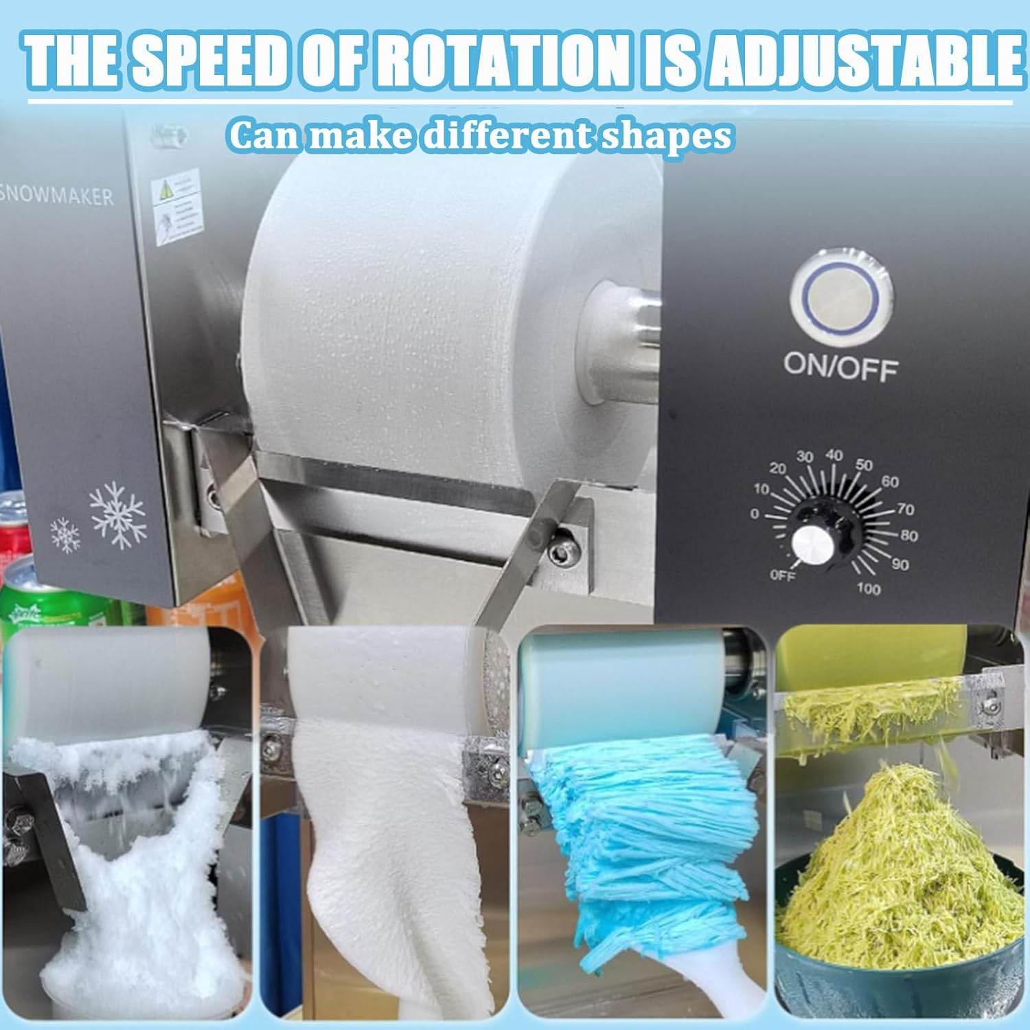 Commercial Ice Maker, Electric Flake Ice Shaving Machine, Stainless Steel Ice Crusher for Ice Cream Shop, 1200W