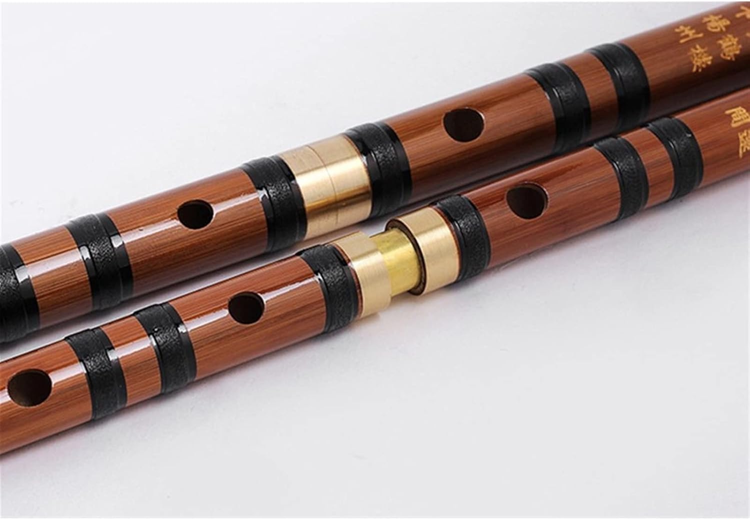 Chinese Bamboo Flute Brass Joints Key of C/D/E/F/G Woodwind Musical Instruments Dizi with Accessories (Color : C)