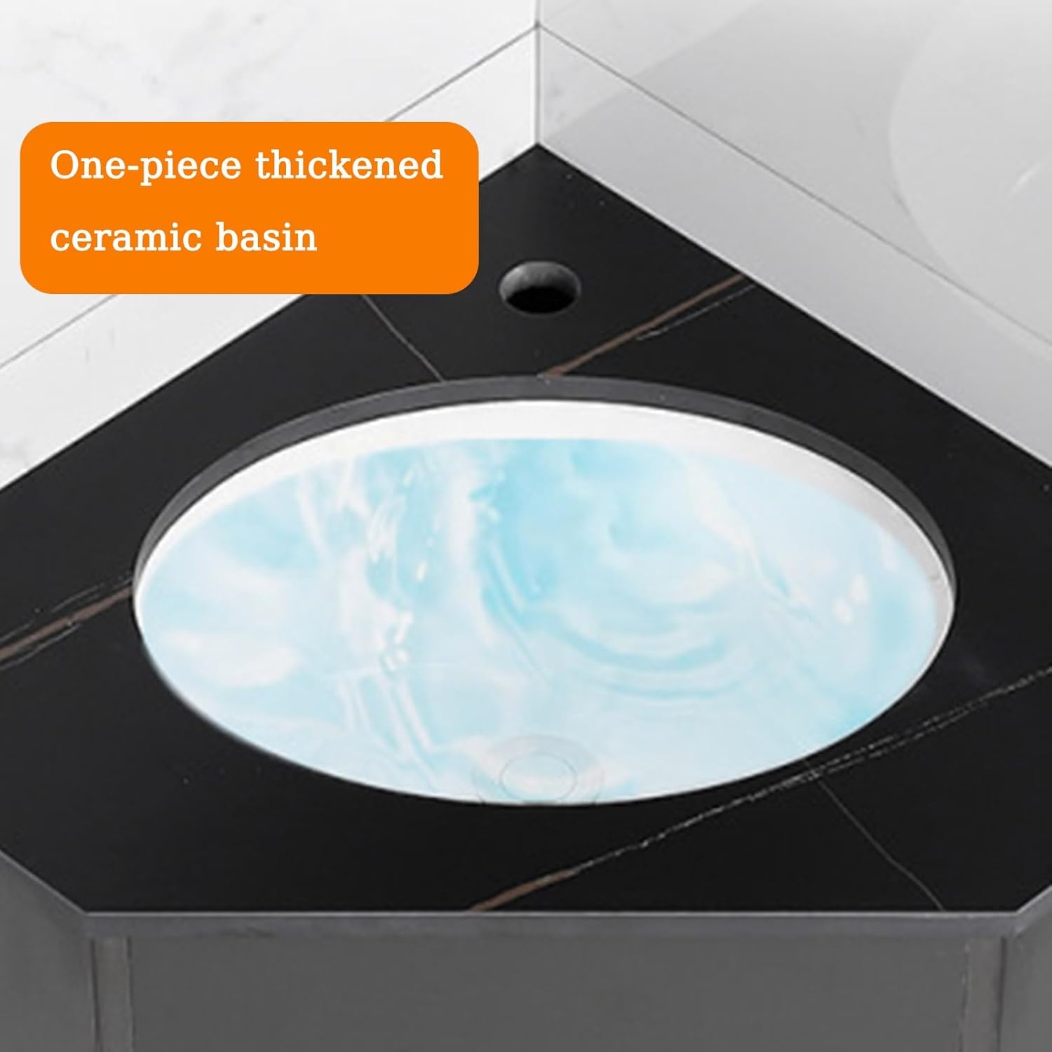 Corner Bathroom Sink, 20 Inch, Wall-Mount, Ceramic, Triangle, 2 Holes, No Mirror