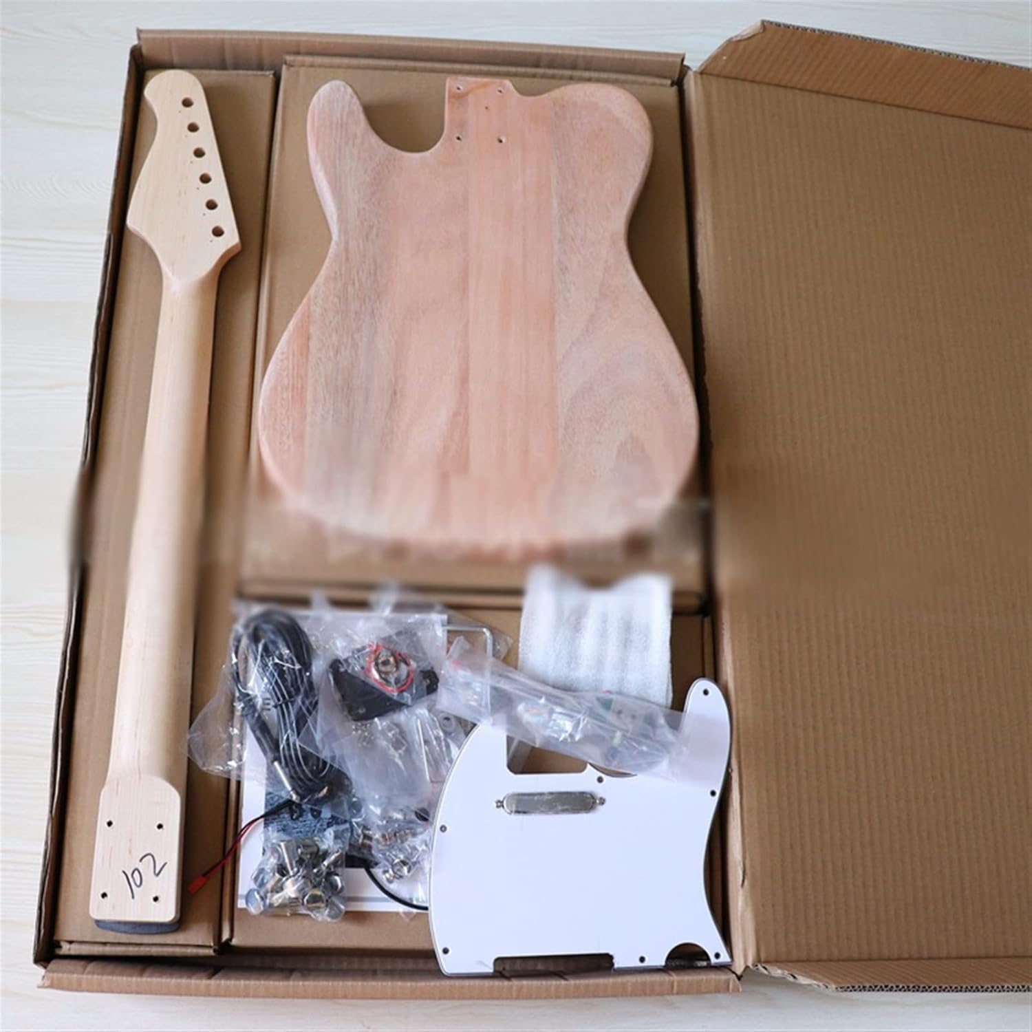 DIY Electric Guitar Kit Electric Guitar DIY Semi-Finished Products Assembled Full Set of Accessories Guitar Body Maple Neck (Color : 02)