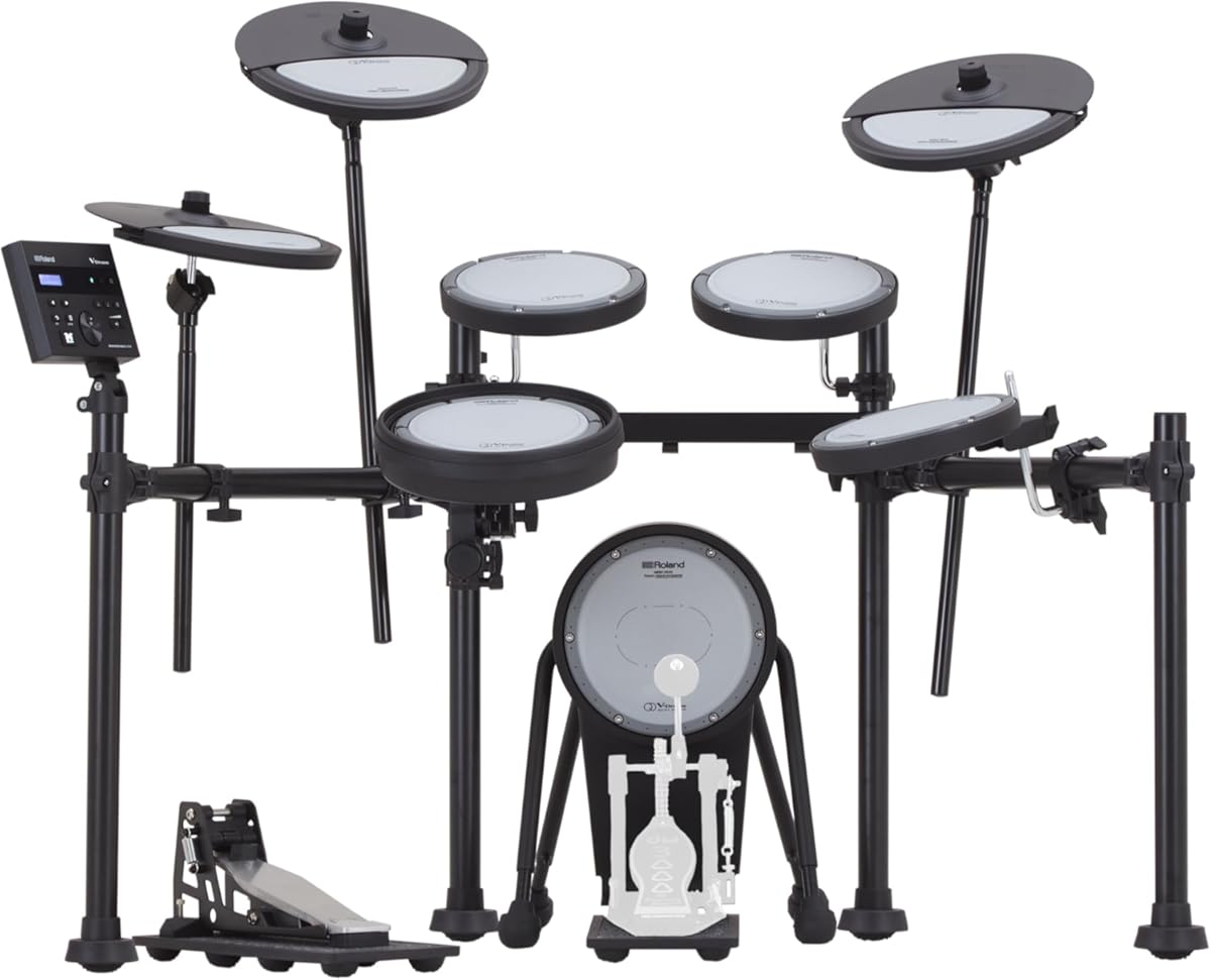 Roland VQD106 V-Drums | Revolutionary 5-Piece Electronic Quiet Design Drum Kit | Perfect for Home Practice | Up To 75% Noise Reduced Pads | TD-07 Sound Module | Bluetooth Connectivity