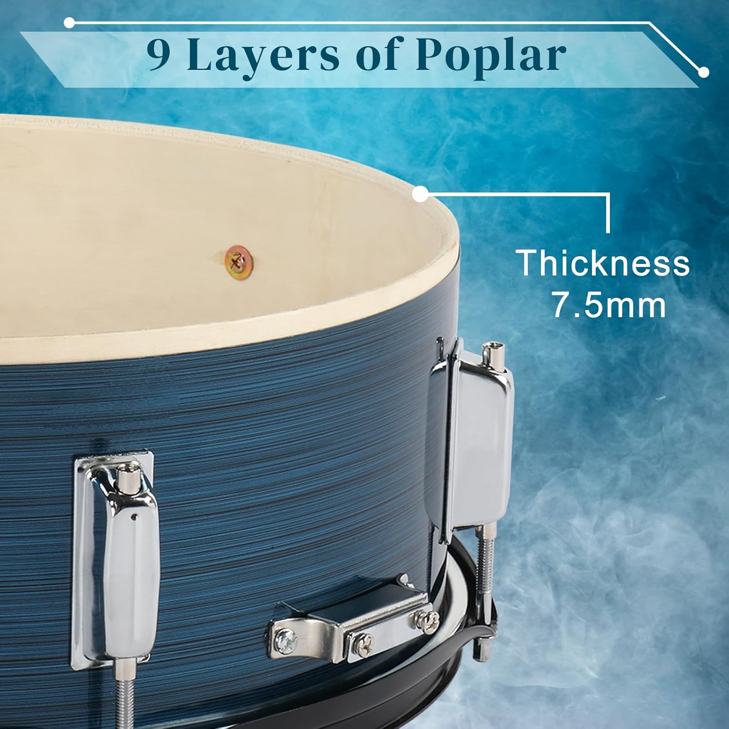 Ktaxon 22 Inch Adult Drum Set, 5-Piece Full-Size Drums Kit with Cymbal Stands, Hi-hat Stand, Sticks, Drum Pedal, Stool & Floor Tom for Beginner Teens Student (Brushed Blue)