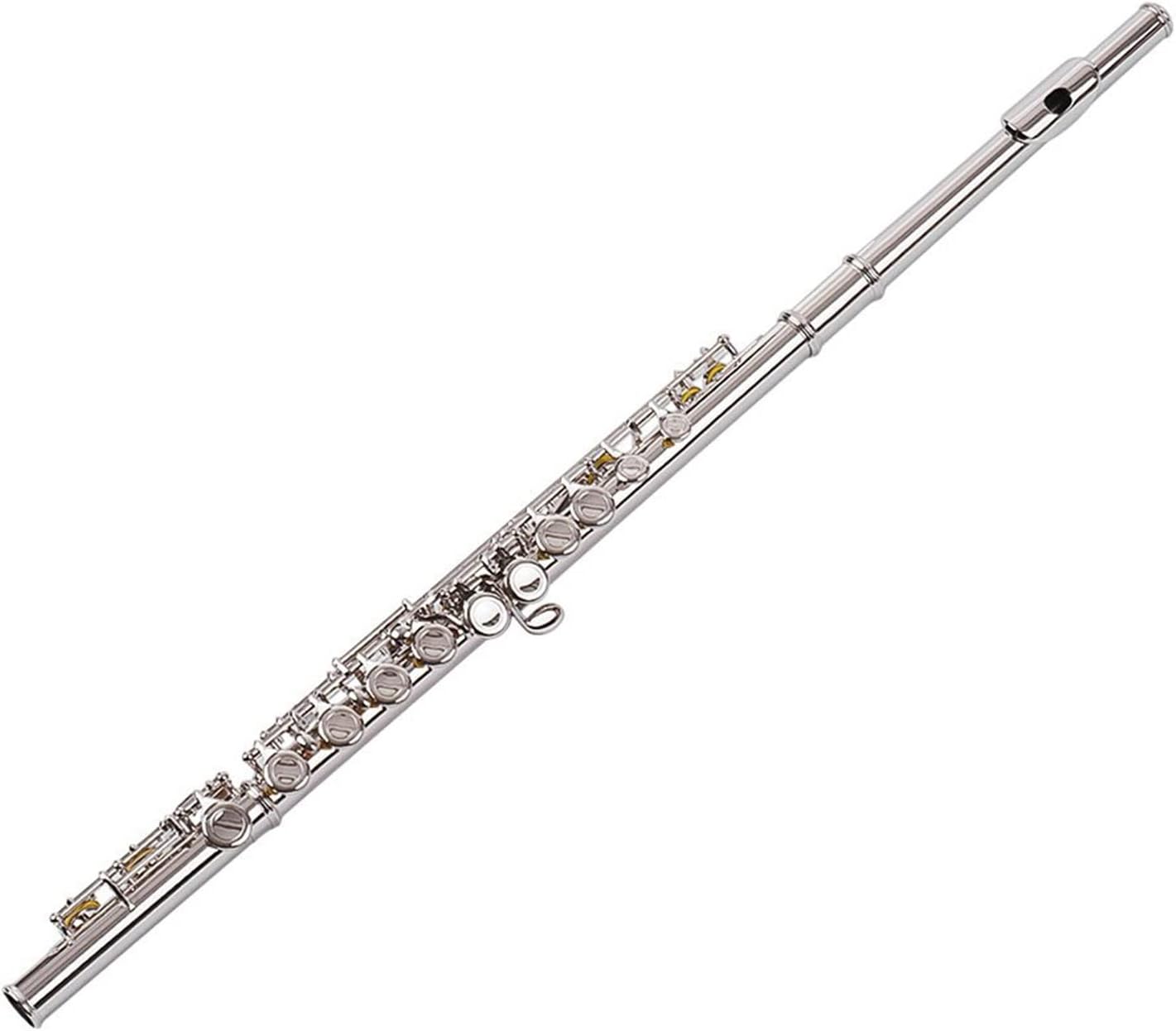 Flute Kit 16 Holes Concert Flute Closed Hole Flute C Key Flutes Cupronickel Woodwind Instrument with Cleaning Cloth Rod Gloves Intermediate Flute