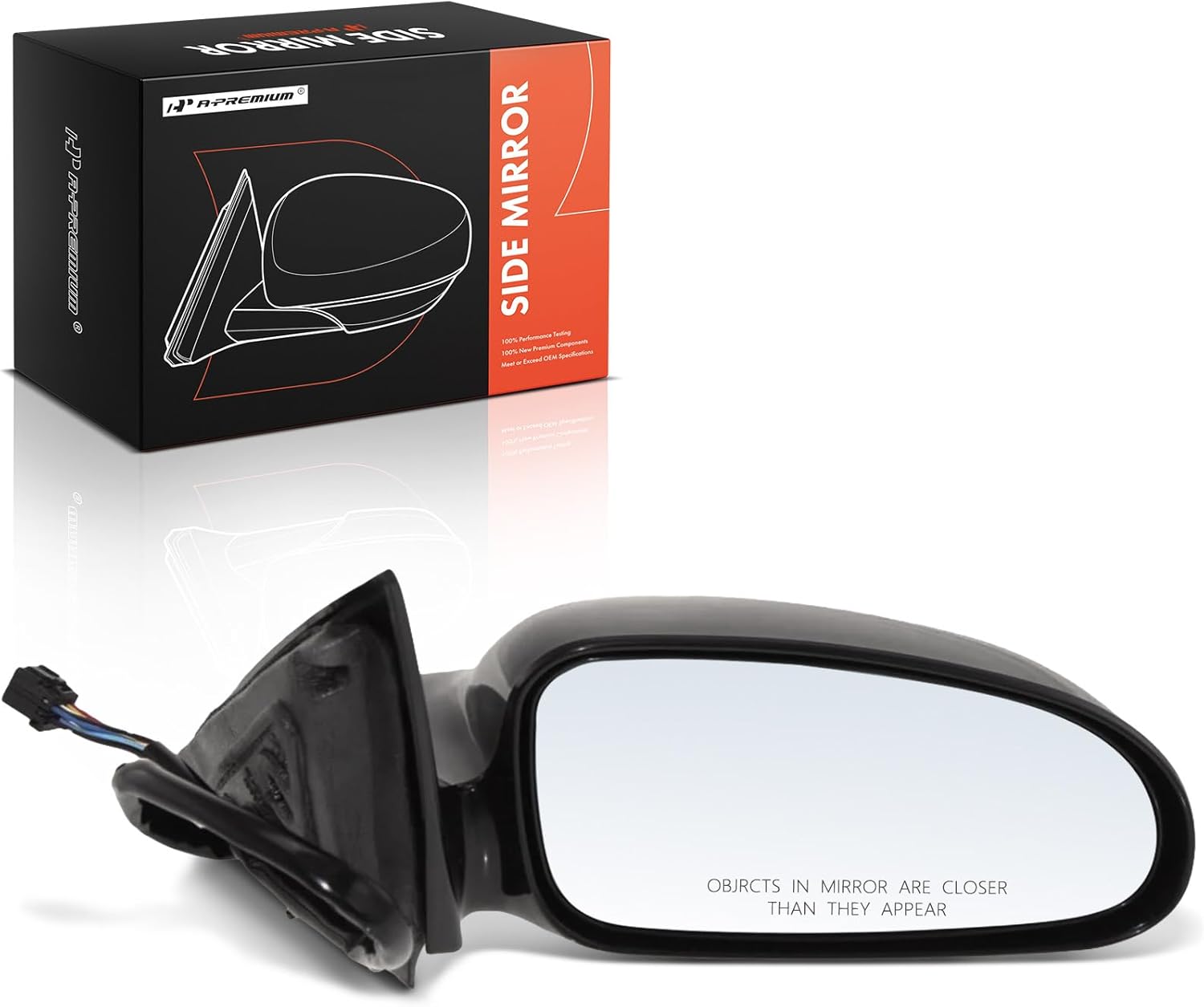 A-Premium Passenger Side Power Door Mirror - Compatible with Pontiac Bonneville 2000-2005 - Non-Heated Non-Folding Black Outside Rear View Mirror w/Memory Recall