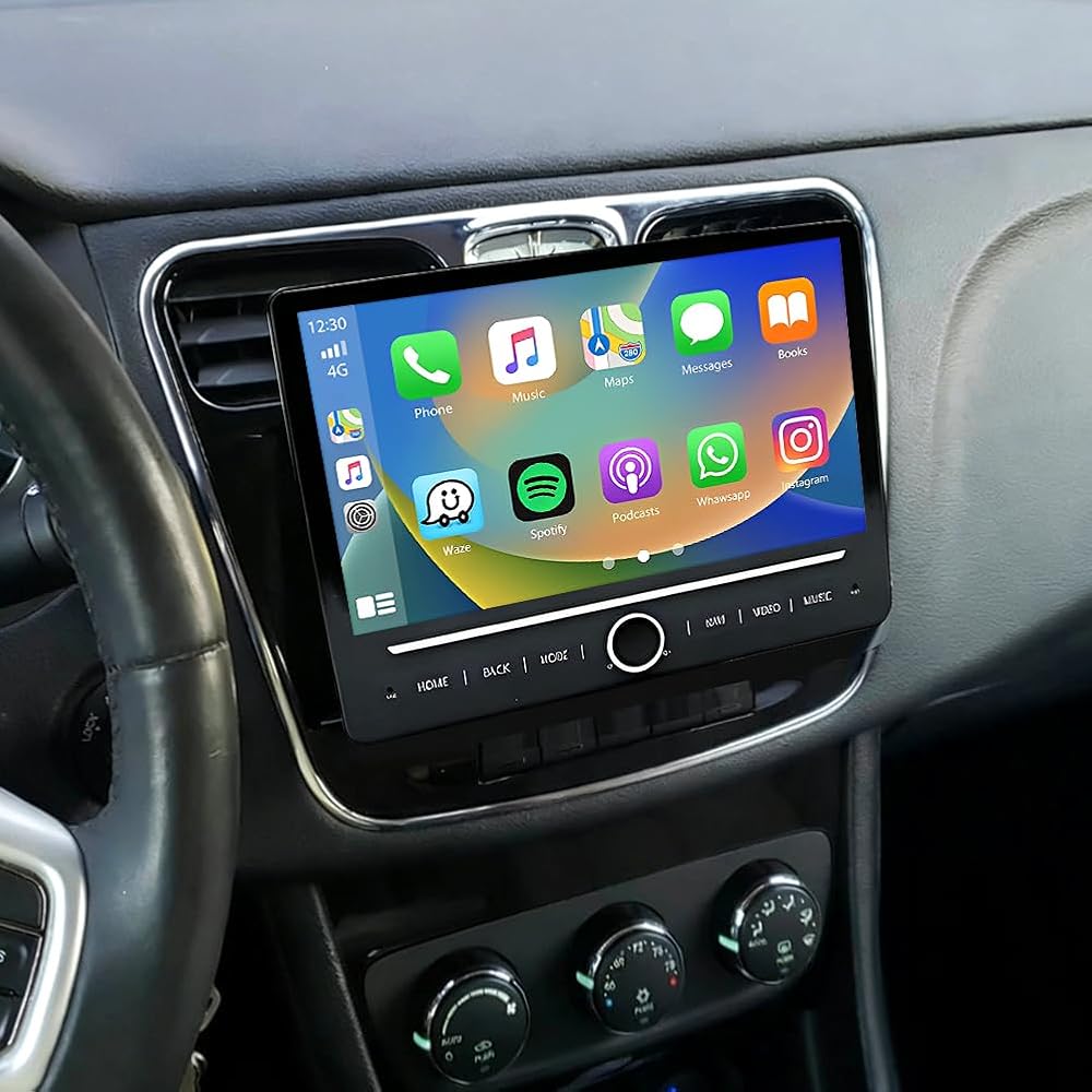 Car Stereo Radio Compatible for Chrysler 200 2011-2014 with Carplay Android Auto GPS Navigation 10in Touchscreen Car Radio Player with Bluetooth WiFi SWC Mirror Link Split Screen + Backup Camera
