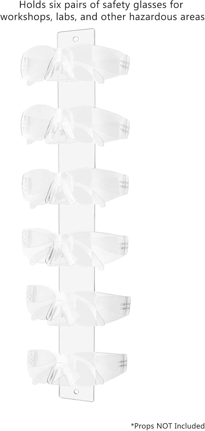 Marketing Holders 12 Pack Safety Glasses Holder 6 Pair Wall Mount with Hardware Automotive Plants Mining Sites Eyewear Rack for Optical Centers and Outlet Stores Lightweight Durable Clear Acrylic