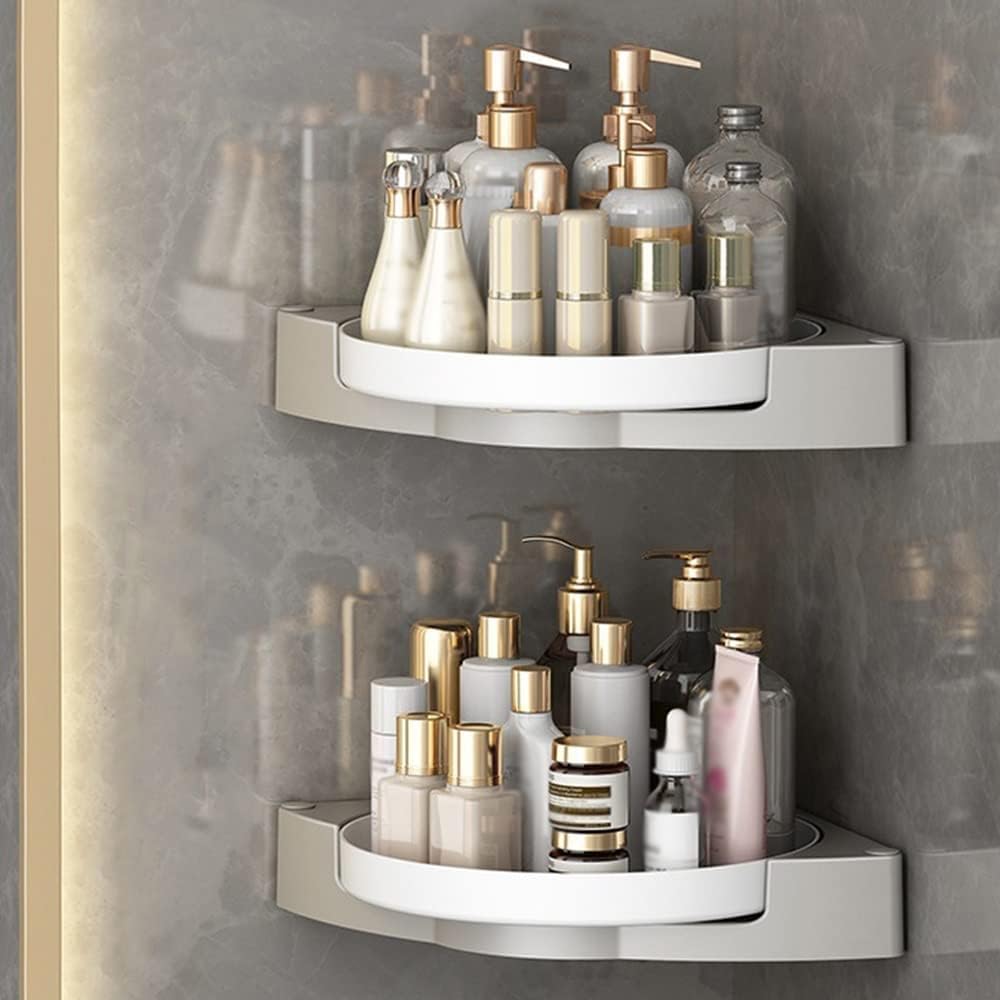 Corner Shower Caddy Bathroom Shelves, 360°Rotating No-Drill Wall Mount Corner Shelf, Bathroom Storage Rack Holder Kitchen Shelf Organizer Shower Organizer (Color : 2 Layer)