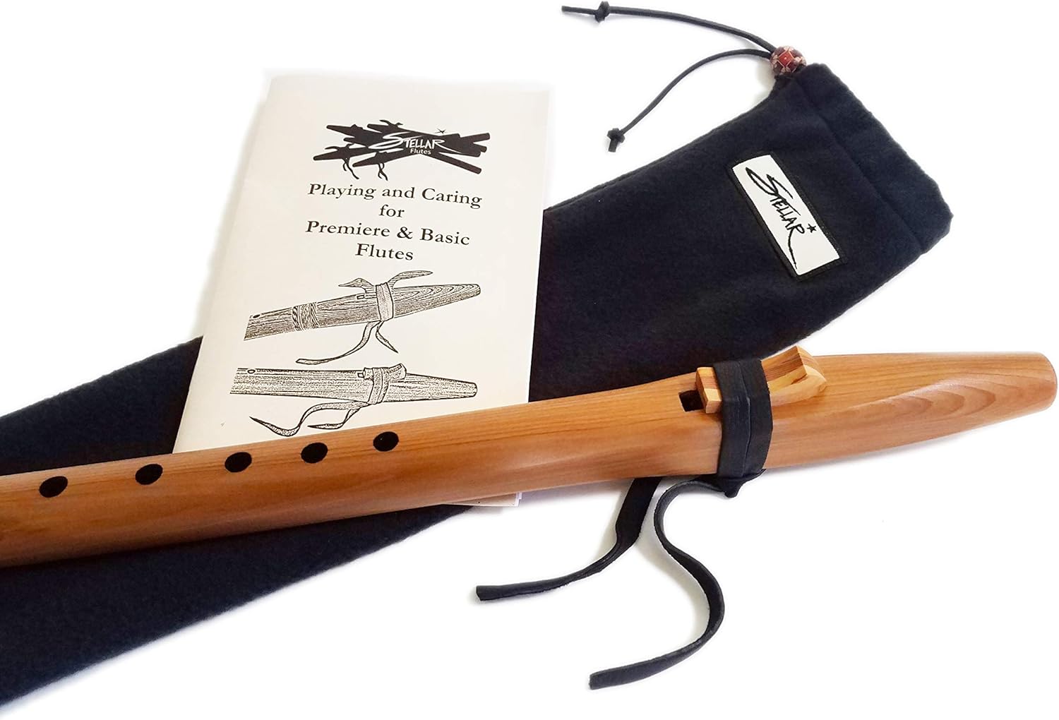 Heartwood Cedar Native American Style G Flute Package with Book and Flute Bag by Stellar Flutes