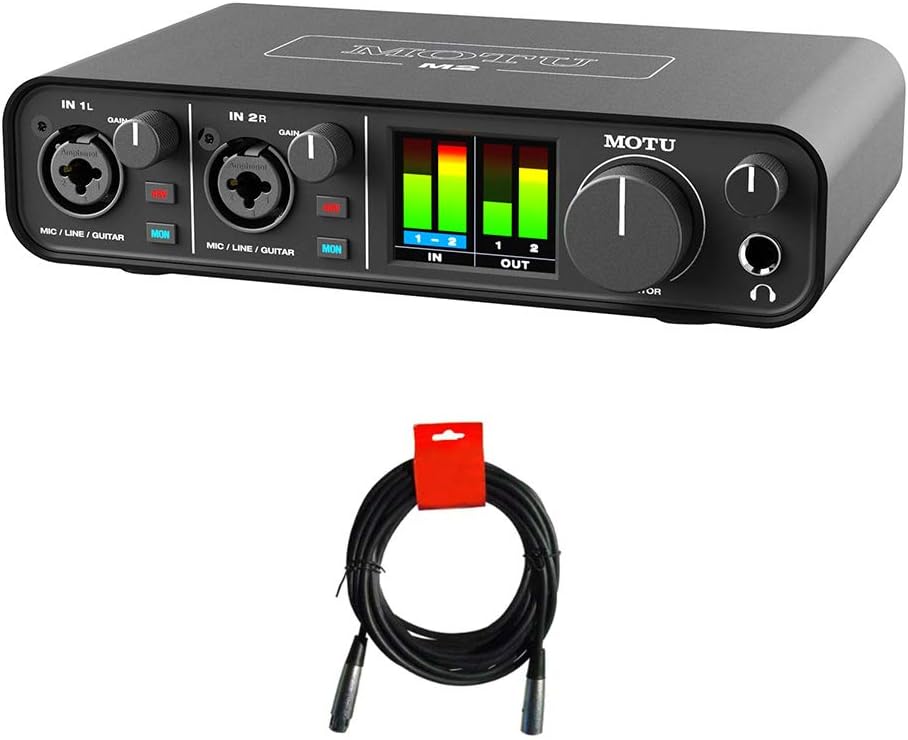 Motu M2 2x2 USB-C Audio Interface with XLR-XLR Cable Bundle