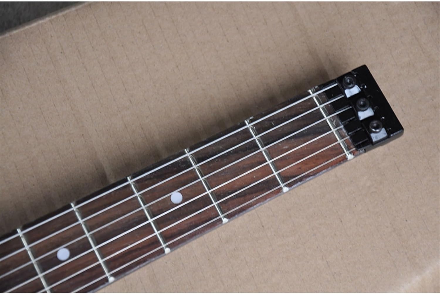 VENEKA Headless Electric Guitar 39 Inches White Headless Electric Guitar with Black Binding Rosewood Fretboard 24 Frets