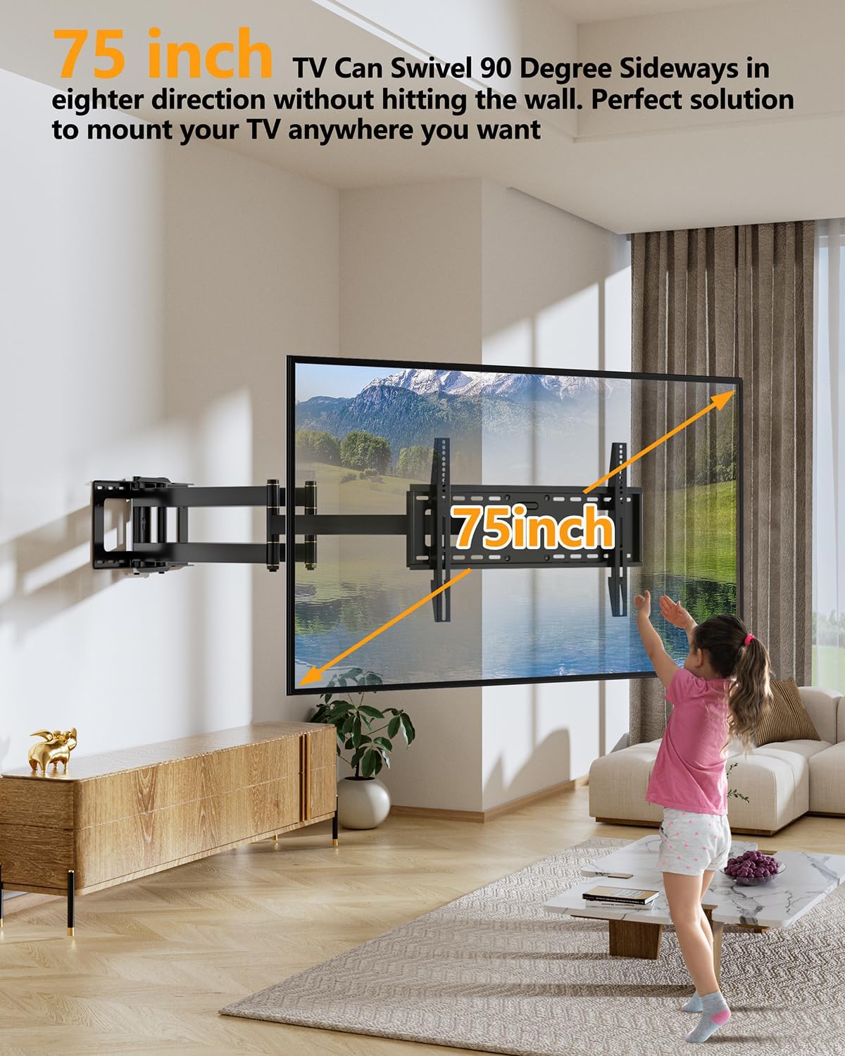 FORGING MOUNT Heavy Duty TV Wall Mount, Dual Articulating Arm Full Motion TV Wall Mount Bracket with 43 inch Long Arm,Fits 50 to 100 Inch TVs, Holds up to 198 lbs,Max VESA 800x600mm