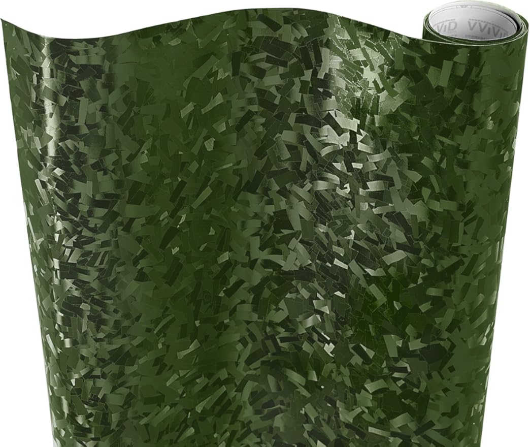 VViViD+ 2020 Edition Forged Black Composite Carbon Vinyl Wrap Roll (15ft x 5ft (Army Green))