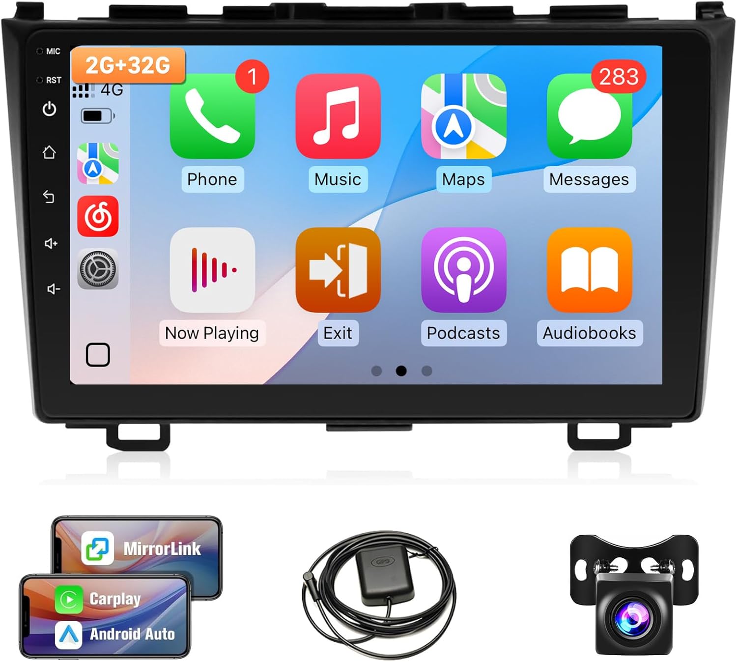 Car Stereo for Honda CRV 2007-2011 Leadfan 9” Touch Screen for Honda CRV Car Radio Apple Carplay & Android Auto, for CR-V CarPlay Radio Head Unit with Bluetooth/GPS/MirrorLink/FM/SWC+Backup Camera