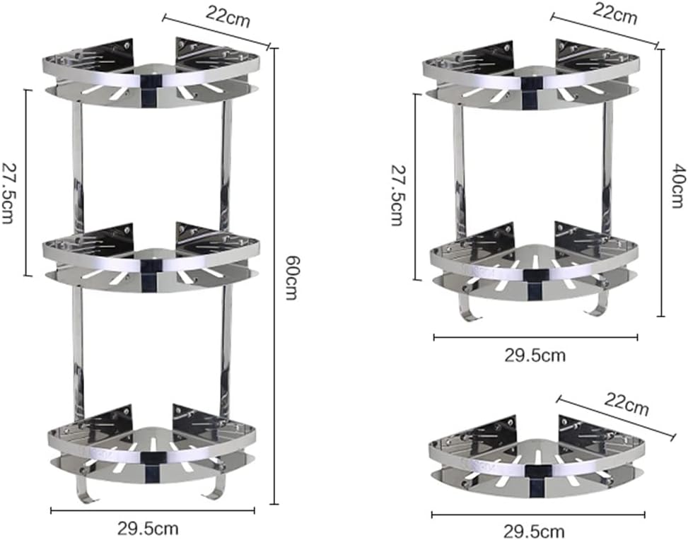 Corner Shower Caddy Modern Durable 304 Stainless Steel Corner Shelf, 1-3 Layers Silver Polish Rack Wall Mount Bathroom Organizer Storage Rack Shower Organizer (Color : A Triangular shelf)