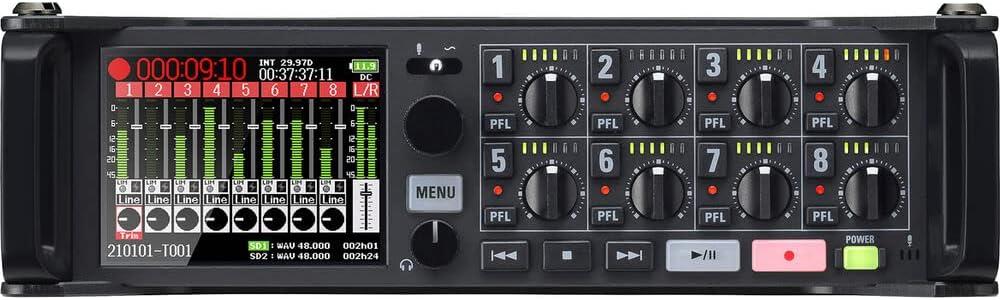 Zoom F8n Pro 8-Input / 10-Track Multitrack Field Recorder Bundle with Sony MDR-7506 Headphones, 32GB microSDHC Memory Card, and XLR-XLR Cable